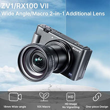 Load image into Gallery viewer, ULANZI WL-1 Wide Angle Lens for Sony ZV1 Camera Vlogger, 18mm Wide Angle / 10X Macro 2-in-1 Additional Lens for Sony ZV1/RX100 VII Camera

