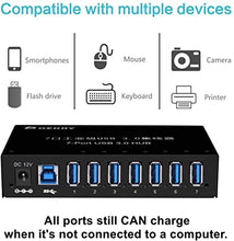 Load image into Gallery viewer, GEKRY USB 3.0 Hub, Metal Case Mountable 7-Port Powered USB Hub 3.0 with 12V/3A AC Adapter-Type A
