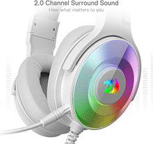 Load image into Gallery viewer, Redragon H350 White Wired Gaming Headset, Dynamic RGB Backlight - Stereo Surround-Sound - 50MM Drivers - Detachable Microphone, Over-Ear Headphones Works for PC/PS4/XBOX One/NS
