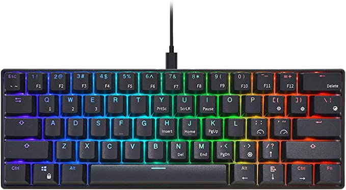 RK ROYAL KLUDGE RK61 Wired 60% Mechanical Gaming Keyboard RGB Backlit Ultra-Compact Hot-Swappable Brown Switch Black
