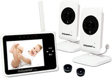 Load image into Gallery viewer, Babysense Video Baby Monitor 3.5&quot; Display with 2 Cameras - Interchangeable Wide Angle Lens, Night Vision, Talk Back, Room Temperature, Lullabies, Wide Range and Long Battery Life
