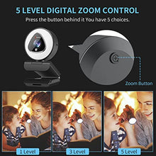 Load image into Gallery viewer, Streaming Webcam with Ring Light - 1080P Autofocus Computer Camera with Microphone Adjustable Brightness Digital Zoom Webcams for Xbox Twitch Gaming USB PC Web Camera for PC Laptop Desktop
