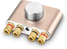 Load image into Gallery viewer, Nobsound Mini Bluetooth 5.0 Power Amplifier, Stereo Hi-Fi Digital Amp 2.0 Channel 50W?2 with AUX/USB/Bluetooth Input, Wireless Audio Receiver, PC Sound Card with Power Supply (Gold)
