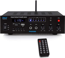 Load image into Gallery viewer, Wireless Bluetooth Karaoke Amplifier Home Car Bus Tours 300 Watts 2 Channel Digital Home Audio PA Receiver System 2 Microphone Input Control, FM Radio, USB,12 Volt Power Option Pyle PFA600BU

