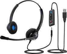 Load image into Gallery viewer, VoicePro 40 Premium USB Office Headset with Noise Canceling Microphone, in-Line Call Controls and Detachable 3.5mm for Smartphones. Compatible with Skype, Dragon, Teams, Zoom, Cisco Jabber, Avaya X
