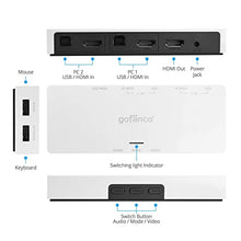 Load image into Gallery viewer, gofanco 2-Port Seamless HDMI USB KVM Scaler Switch – Scales to 4K @30Hz or 1080p Output, HDMI 1.4, USB Keyboard/Mouse, Multi Viewing, OSD, Dolby/DTS, Windows, Mac OS, Linux (KVMScaler2P)
