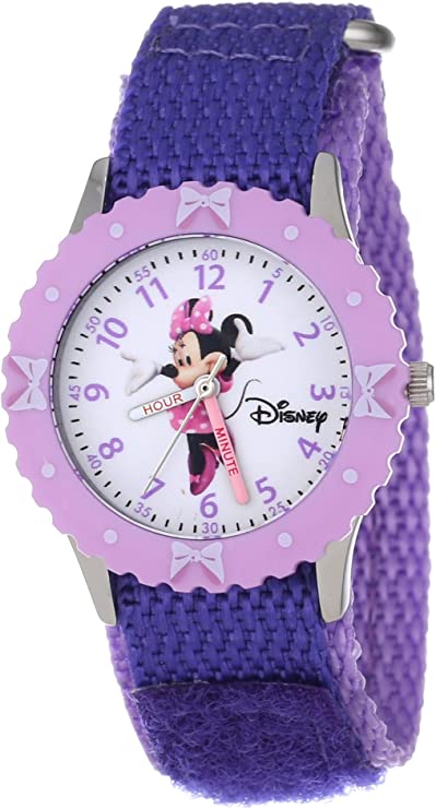 Disney Kids' W000026 Minnie Mouse Time Teacher Watch With Two-Tone Nylon Band