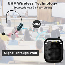 Load image into Gallery viewer, SHIDU Voice Amplifier with UHF Wireless Microphone Headset, Support MP3 Play 10W 2000mAh Portable Wearable Rechargeable PA system for Speaker Classroom, Meetings, Promotions and Outdoors
