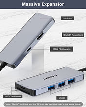 Load image into Gallery viewer, PISEN USB C Hub, USB C Adapter with 4K HDMI, USB 3.0, 100W PD Output, SD/TF Card Reader, 7-in-1 USB C Docking Station Compatible with MacBook Air, MacBook Pro,XPS,USB C Laptops,Type C Devices
