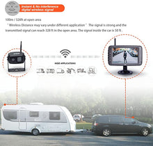 Load image into Gallery viewer, Wireless Backup Camera with 5 inch Split Screen, Ip69k Waterproof Wireless Rear View Camera with Night Vision, Support add 2nd Wireless reversing Camera for Trailer, Rv, Trucks, Motorhome, etc
