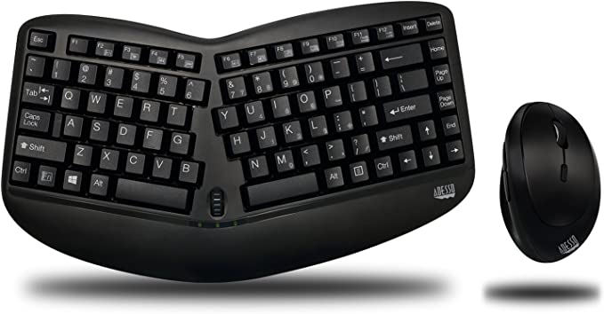 Adesso WKB-1150CB Easytouch Desktop Multimedia Keyboard and Mouse Combo-Wireless Wave Combo -Curved Comfort, Black