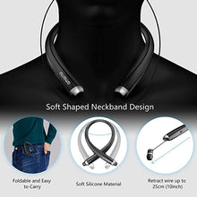 Load image into Gallery viewer, Bluetooth Headphones, AMORNO Foldable Wireless Neckband Headset with Retractable Earbuds, Sports Sweatproof Noise Cancelling Stereo Earphones with Mic
