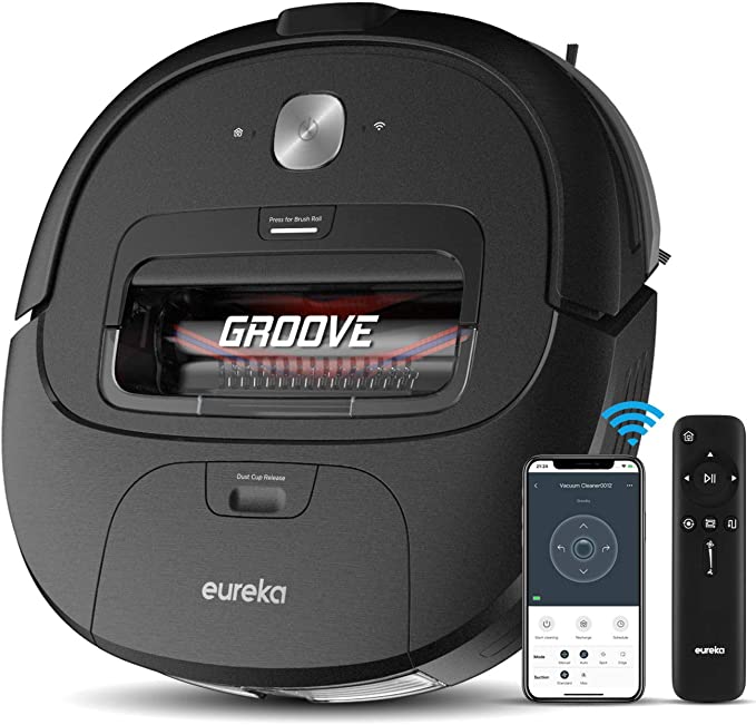 eureka Groove Robot Vacuum Cleaner, Wi-Fi Connected, App, Alexa & Remote Controls, Self-Charging, NER300 , Black