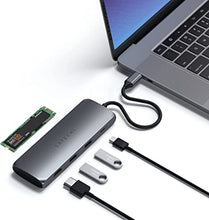 Load image into Gallery viewer, Satechi USB-C Hybrid Multiport Adapter – Fits M.2 SATA SSD, 4K HDMI 60Hz, USB-C PD, USB-A 3.1 Data Ports – Compatible with 2021 MacBook Pro M1, 2020 MacBook Air M1 (Space Gray)
