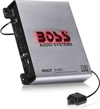 Load image into Gallery viewer, BOSS Audio Systems R1100M-S Riot Series Car Audio Subwoofer Amplifier - 1100 High Output, Monoblock, Class A/B, 2/4 Ohm Stable, Low/High Level Inputs, Low Pass Crossover, Mosfet, Hook Up to Stereo
