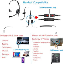 Load image into Gallery viewer, Office Telephone Headset with Microphone Noise Canceling for Call Center, with RJ9 &amp; 3.5mm Jack for Landline Deskphone Cell Phone PC Laptop, Work for Polycom Avaya Nortel
