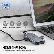 Load image into Gallery viewer, USB C Hub, 9 in 1 Triple Display Adapter Hub with 2 HDMI, USB-C, USB3.0/2.0, SD Card Reader, Micro SD Card Reader, VGA, 3.5mm Audio Jack Port, for MacBook Pro/Air, iMac, USB-C Laptop, and More
