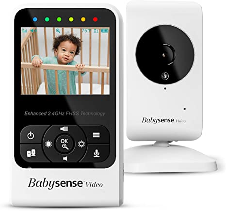 New Babysense Video Baby Monitor with Camera and Audio, Long Range, Room Temperature, Infrared Night Vision, Two Way Talk Back, Lullabies and High Capacity Battery, Model V24R