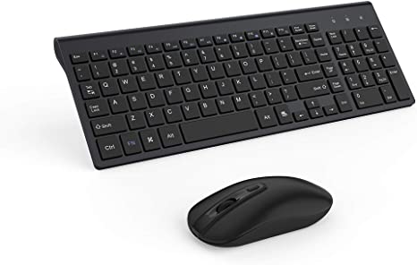 Wireless Keyboard Mouse Combo, cimetech Compact Full Size Wireless Keyboard and Mouse Set 2.4G Ultra-Thin Sleek Design for Windows, Computer, Desktop, PC, Notebook - (Black)