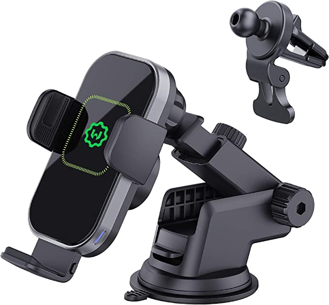 Wireless Car Charger, (New Version Automatic Arms) WixGear Auto-Clamping Fast Wireless Car Charger, Phone Holder for Car, 15W Qi Fast ChargingCompatible with iPhone 13 12 Mini 11 Pro Max,Samsung S21