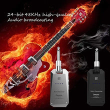 Load image into Gallery viewer, Getaria Wireless Guitar Transmitter Receiver Set 5.8GH Wireless Guitar System 4 Channels for Electric Guitar Cordless Instrument Digital Microphone Wireless Guitar Amplifier Remote Guitar Cable Pickup
