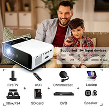 Load image into Gallery viewer, Mini Portable Projector 1080P-Supported for Outdoor - Native 720P Movie Projector Compatible with HDMI,USB,VGA,AV,DVD,TF Card,Laptop,200&quot; Projection,50000 Hrs Lamp Lifetime,for Home Entertainment
