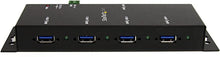 Load image into Gallery viewer, StarTech.com 4-Port USB 3.0 Hub – Industrial USB Expansion Hub with ESD Protection – TAA Compliant - Metal Mountable USB Hub (ST4300USBM),Black
