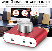 Load image into Gallery viewer, Nobsound Mini Bluetooth 5.0 Power Amplifier, Stereo Hi-Fi Digital Amp 2.0 Channel 50W?2 with AUX/USB/Bluetooth Input, Wireless Audio Receiver, PC Sound Card with Power Supply (Red)
