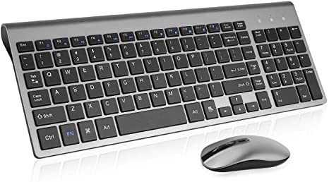 Wireless Keyboard Mouse Combo, cimetech Compact Full Size Wireless Keyboard and Mouse Set 2.4G Ultra-Thin Sleek Design for Windows, Computer, Desktop, PC , Notebook - (Grey)