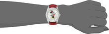 Load image into Gallery viewer, Disney Minnie Mouse Women&#39;s Silver Alloy Glitz Watch, Red Leather Strap, W002762
