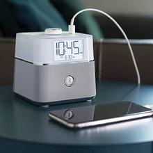 Load image into Gallery viewer, Brandstand | CubieBlue | User Friendly &amp; Convenient Alarm Clock Charger | 2 USB Ports | 2 Tamper Resistant Sockets | Brandstand Bluetooth Speaker
