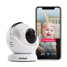 Load image into Gallery viewer, invidyo - WiFi Baby Monitor with Live Video and Audio | Cry Detection &amp; Stranger Alerts | 1080P Full HD Camera, Night Vision, Two Way Talk, Temperature Sensor | Remote Pan &amp; Tilt with Smart Phone App
