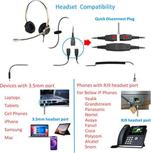 Load image into Gallery viewer, Office Headset with RJ9 &amp; 3.5mm Connectors for Landline Deskphone and Smartphone PC Laptops, Binaural Call Center Telephone Headset with Noise Canceling Microphone for Yealink Grandstream Snom
