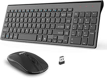 Load image into Gallery viewer, Wireless Keyboard and Mouse Combo, LeadsaiL Compact Quiet Full Size Wireless Keyboard and Mouse Set 2.4G Ultra-Thin Sleek Design for Windows, Computer, Desktop, PC, Notebook, Laptop (Light Black)
