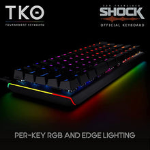 Load image into Gallery viewer, KINESIS Gaming TKO Mechanical Keyboard | Linear Kailh Box Red Switches | 60% Layout | Split Spacebar | Hotswap | PBT Keycaps | Aluminum Body | SF Shock Limited Edition Travel Case
