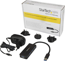 Load image into Gallery viewer, StarTech.com 4 Port USB 3.0 Hub SuperSpeed 5Gbps with Fast Charge Portable USB 3.1 Gen 1 Type-A Laptop/Desktop Hub - USB Bus Power or Self Powered for High Performance Mini/Compact (ST4300MINI), Black
