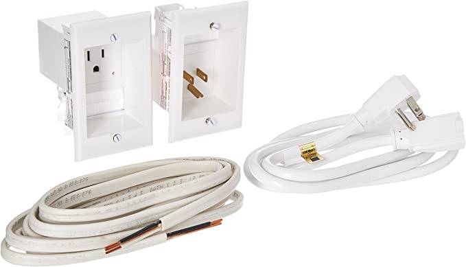 PowerBridge Solutions ONE-PRO-12 Single in-Wall Cable Management for Wall-Mounted TVs, 12' Romex Cable - White
