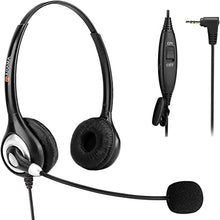 Load image into Gallery viewer, Phone Headset 2.5mm with Noise Canceling Mic &amp; Mute Switch Ultra Comfort Telephone Headset for Panasonic AT&amp;T Vtech Uniden Cisco Grandstream Polycom Cordless Phones
