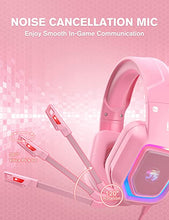 Load image into Gallery viewer, ZIUMIER Z30 Pink Gaming Headset for PS4, PS5, Xbox One, PC, Wired Over-Ear Headphone with Noise Canceling Microphone, LED Flowing RGB Light, 7.1 Surround Sound,Comfortable Earmuffs
