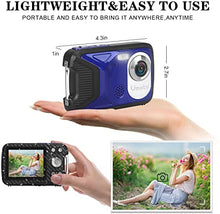 Load image into Gallery viewer, Waterproof Digital Camera Full HD 1080P Underwater Camera 16 MP Underwater Camcorder with 1050MAH Rechargeable Battery Point and Shoot Camera DV Recording Waterproof Camera for Snorkeling (Blue-2)
