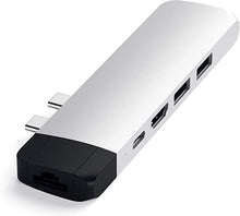 Load image into Gallery viewer, Satechi Aluminum Type-C Pro Hub Adapter with Ethernet - 4K HDMI, USB-C PD, Gigabit Ethernet, USB 3.0, Micro SD Card Slot - Compatible with 2020/2019 MacBook Pro and 2020/2018 MacBook Air (Silver)
