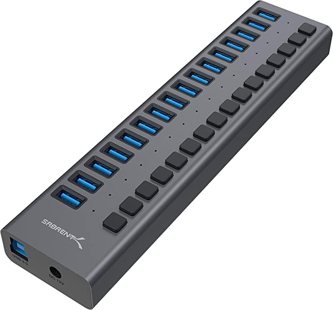 Sabrent 16-Port USB 3.0 Data HUB and Charger with Individual switches [90 Watts] (HB-PU16)