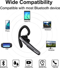 Load image into Gallery viewer, ICOMTOFIT Bluetooth Headset, Wireless Bluetooth Earpiece V5.0 Hands-Free Earphones with Built-in Mic for Driving/Business/Office, Compatible with iPhone and Android (Gray)
