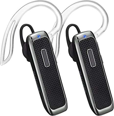 Marnana Bluetooth Headset,Wireless Earpiece w/ 18 Hours Playtime and Noise Cancelling Mic,Ultralight Earbud Hands-Free Calls Headphone for iPhone Samsung Tablet Android Cellphone Truck Driver - 2Pack