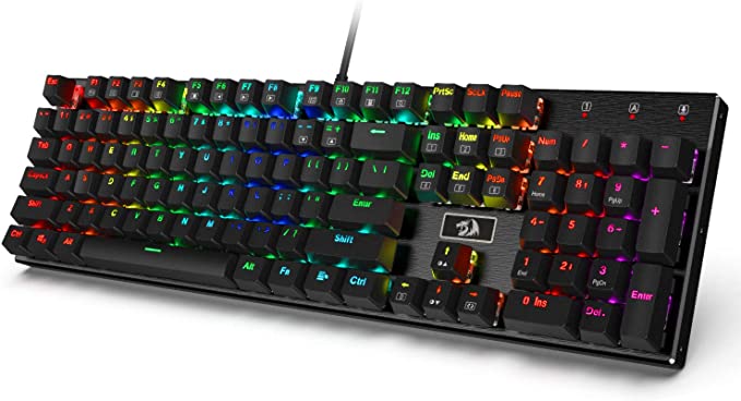 Redragon K556 RGB LED Backlit Wired Mechanical Gaming Keyboard, Aluminum Base, 104 Standard Keys