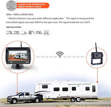 Load image into Gallery viewer, Digital Wireless Backup Camera System Kit, AHD1080P, Wireless Rear View Camera and 7&#39;&#39; LCD Wireless Reversing Monitor for Trailer, RV, Bus, Trucks, Horse-Trailer, School Bus, Farm Machine,etc
