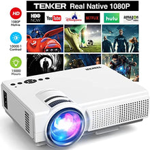 Load image into Gallery viewer, TENKER Native 1080P Projector, 7500L High Brightness Full HD Outdoor Movie Projector, 200&quot; Giant Screen LCD Video Projector, Portable Mini Projector for Cartoon, Compatible w/Laptop/PC/DVD/TV
