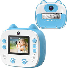 Load image into Gallery viewer, Dragon Touch Instant Print Kids Camera, InstantFun2 Digital Camera with Dual Camera Lens, Print Paper, Cartoon Sticker, Color Pens and Camera Bag for Girls and Boys?Blue?
