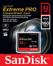 Load image into Gallery viewer, SanDisk 32GB Extreme PRO CompactFlash Memory Card UDMA 7 Speed Up To 160MB/s - SDCFXPS-032G-X46

