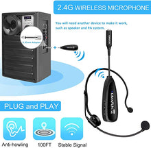 Load image into Gallery viewer, Wireless Microphone System, KIMAFUN 2.4G Wireless Headset and Lavalier Lapel Microphones For iPhone, Android Phone, Laptop and Speaker, designed for Teaching, Recording, Vlog, Broadcast, G102-3
